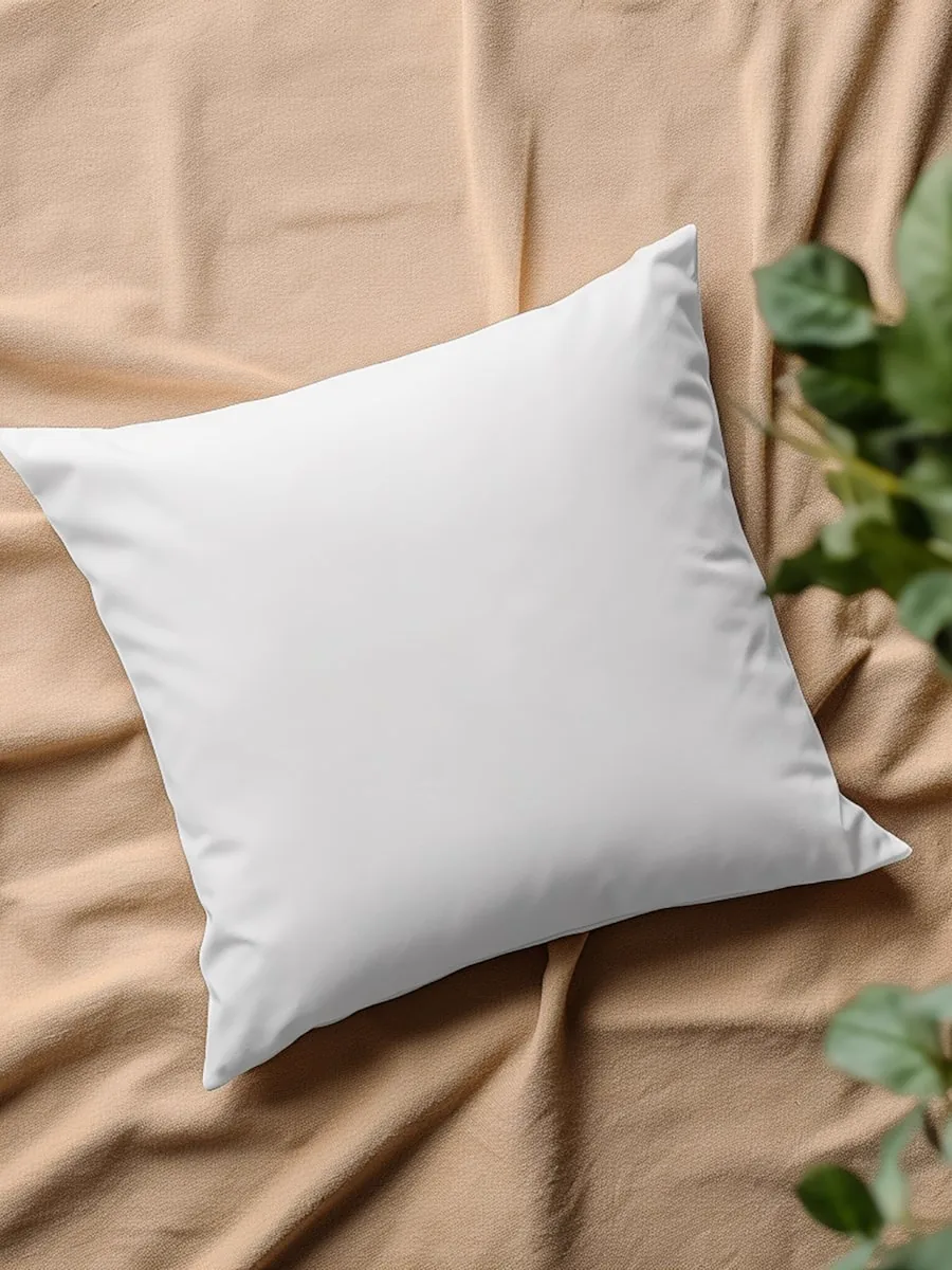Sand-coloured washed linen cushion