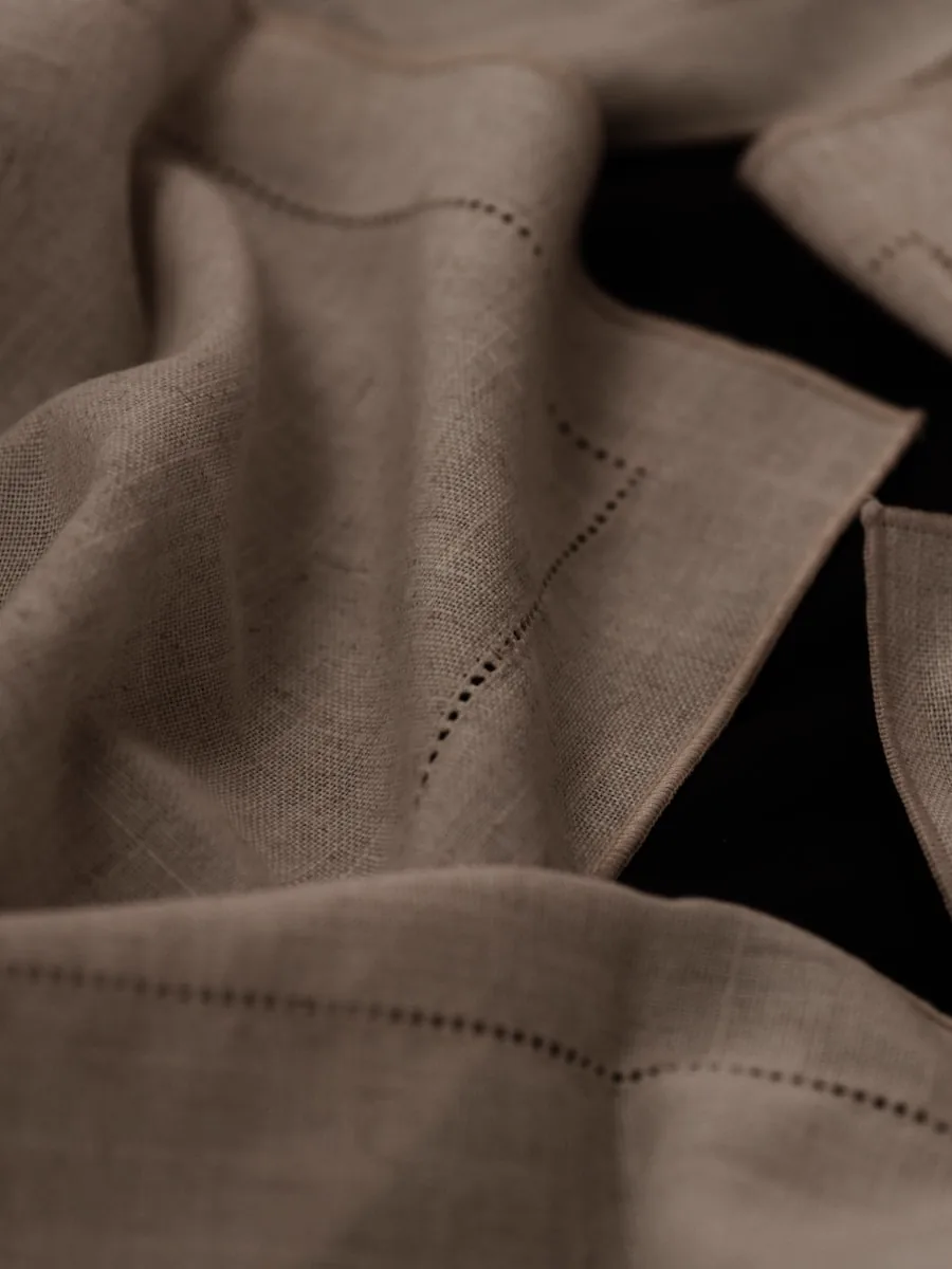 Linen napkins with drawn-thread hems