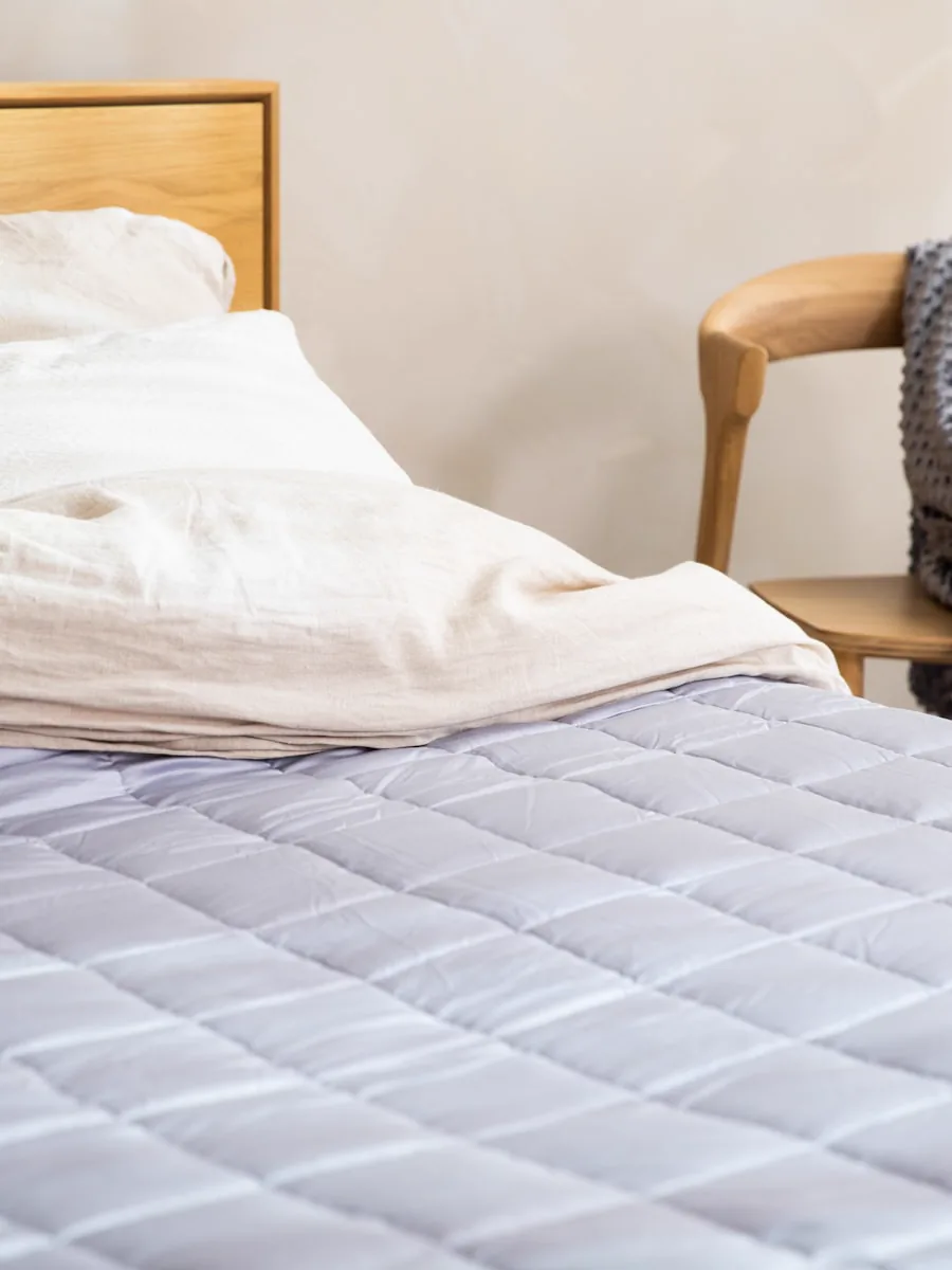 Hand-quilted linen bedspread